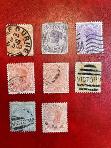 Lot of 8 Victoria (Australia) Early Used Stamps 