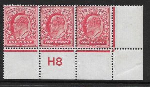 M5(1) 1d Scarlet EDVII De La Rue control H8 perf UNMOUNTED MINT