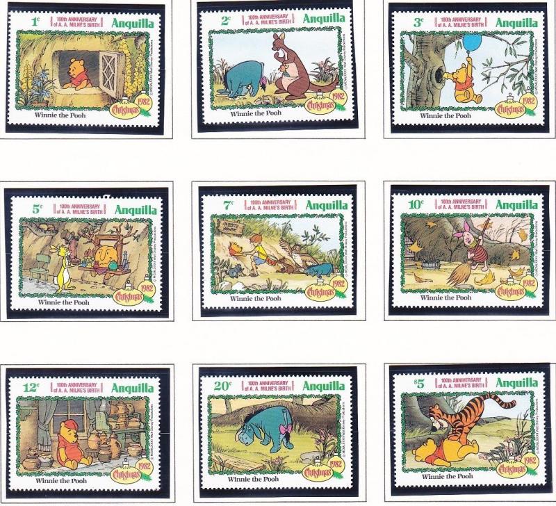 Anguilla 511-19 MNH 1982 Scenes From Disney Winnie the Pooh Full 9 Stamp Set VF