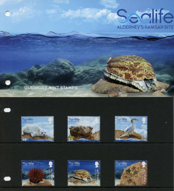 Alderney Marine Stamps 2020 MNH Sealife Ramsar Birds Crabs Corals 6v Pres Pack 