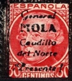 1937 Spain Civil War Propaganda Stamp 30 Centavos General Emilio Mola Mourning