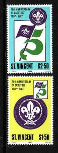 St Vincent-Sc#650-1-unused NH set-Boy Scouts-1982-