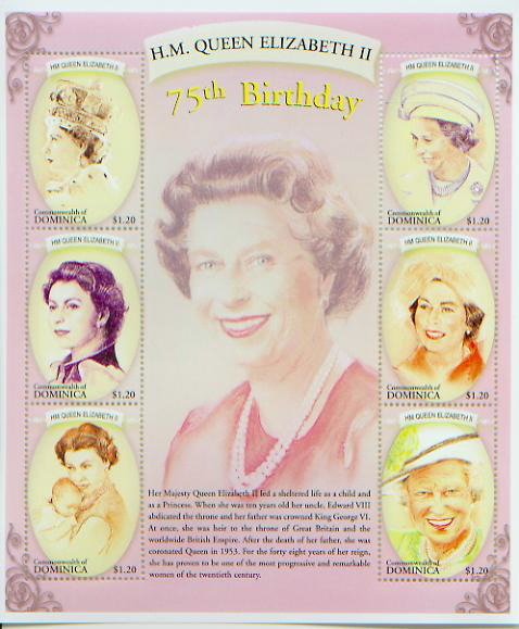 Queen Elizabeth II, 75th Birthday, S/S 6, DOMI2295