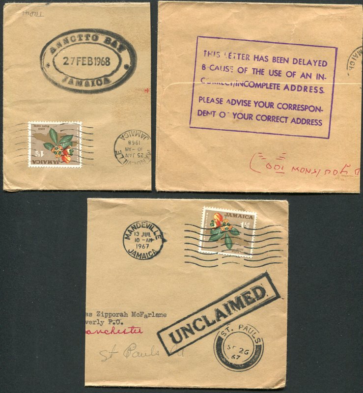 JAMAICA (24891): DELAYED/UNCLAIMED/TRD cancels/part covers