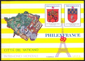 Vatican 1989 Exhibition PHILEFRANCE ' 89 Coats of Arms Special S/S MNH