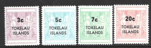 Tokelau Islands, Scott #12-15; Surcharged Postal-Fiscal Issues, MNH