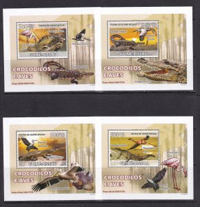 Guinea Bissau 2008 Crocodiles 4 S/Sheets Deluxe Edition MNH**