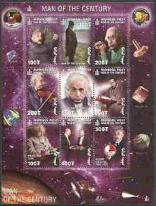 Mongolia 2000 Einstein - Man of the Century perf sheetlet...