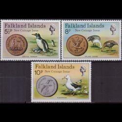 FALKLAND IS. 1975 - Scott# 246-8 New Coinage 5.5-10p LH