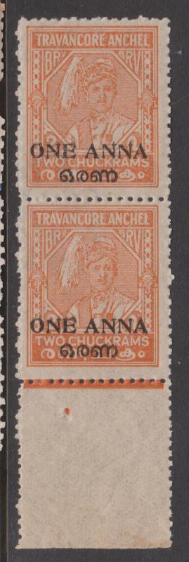 Travancore-Cochin Sc#4 MNH Pair