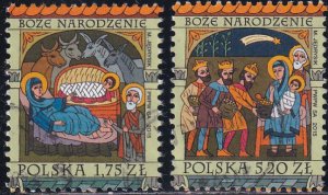 Poland 2015 Sc 4197, 4199 Christmas Stamp Used