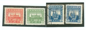 Denmark #156/159-160 Used Single (Complete Set) (Perfin)