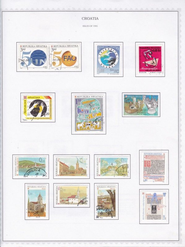 Croatia stamps, 15 issues from 1995, mint & used