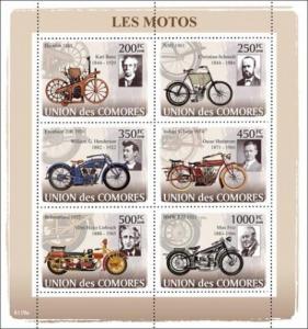 COMORES 2008 SHEET LES MOTOS ANCIENT VINTAGE CLASSIC OLD MOTORCYCLES cm8119a