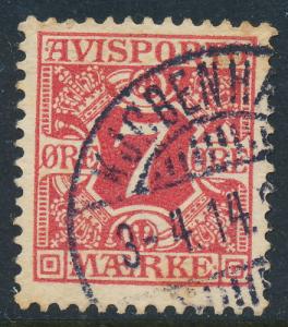 Denmark Scott P3 (AFA AP3), 7ø carmine Newspaper, F-VF Used