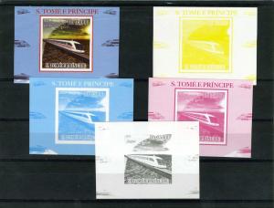 Sao Tome & Principe 2009 Trains Progressive Color proofs+original