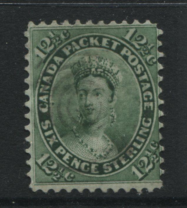 1859 Canada 12 1/2 cents green QV choice very lightly used