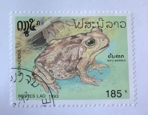 Laos 1993  Scott 1116 CTO  -185k,  Amphibians, frogs,  Bufo marinus