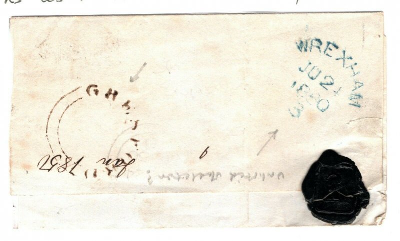 GB Wales Cover Wrexham SUPER SKELETON CDS Gresford UDC Denbighs 1d 1850 ZB169 