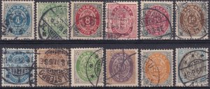 Sc# 41 / 52 Denmark 1895-1901 complete set used CV $104.90