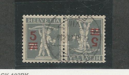 Switzerland, Postage Stamp, #195a Used Tete-Beche Pair, 1921, JFZ 
