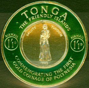 Tonga 1963 1s1d SG137 Proof in Emerald & Gold V.F MNH