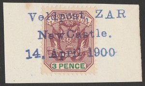 TRANSVAAL-BOER WAR 1899 Boer invasion of Natal Postmark Newcastle 14 April 1900.