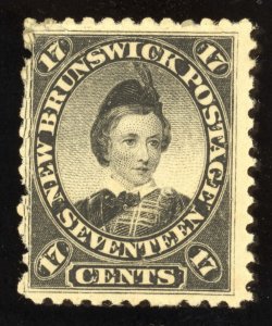 New Brunswick Scott 11 Mint NH OG 17c Black 1860-63 Lot GOR687 bhmstamps