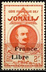 Somali Coast 1943: Sc. # 216; */MH Single Stamp