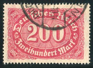 Germany #200 (Mi. 248II) Cat€200, 1922-23 200m rose, with broken frame line...