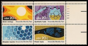 1982 Knoxville World's Fair Plate Block Of 4 20c Stamps, Sc# 2006-2009, MNH, OG