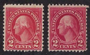 US Scott #634 and 634B Mint NH OG F-VF