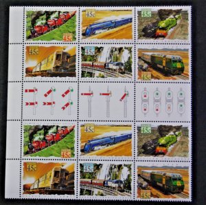 Australian Stamps 1993 Train Miniature Sheet MUH Gutter sheet  X12 Railroad 