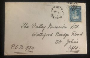 1941 Trinity Newfoundland Cover To Valley Nurseries St Johns