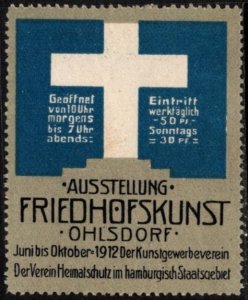 1912 Germany Poster Stamp Exhibition Cemetery Art Ohlsdorf June-October 1912