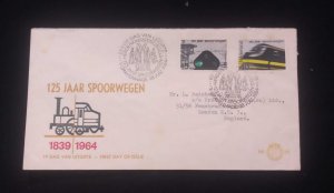 C) 1964. NETHERLANDS. FDC. SENT TO ENGLAND. DOUBLE STAMPS OF THE 125 YEARS