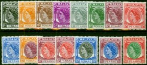 Penang 1954-55 Set of 15 to $2 SG28-42 Fine MM