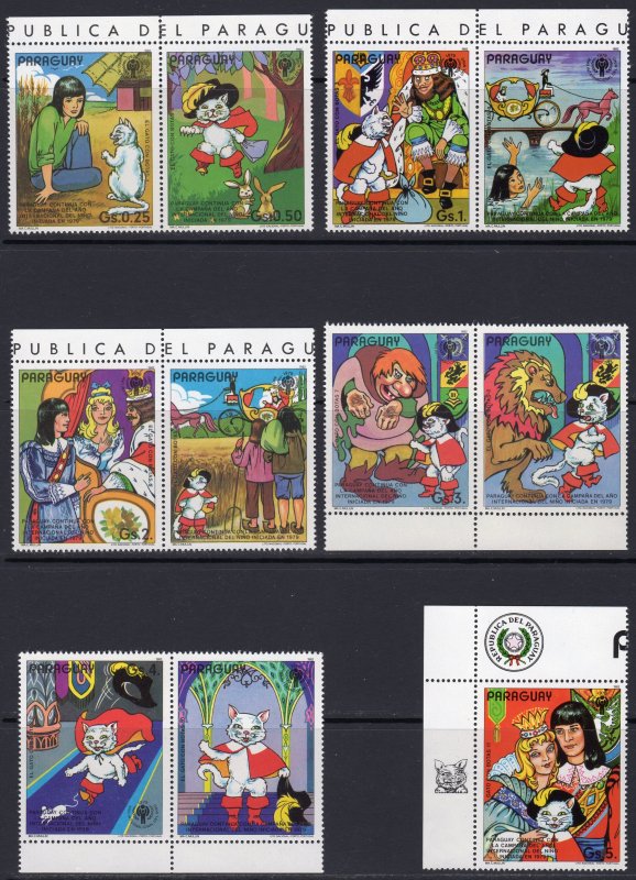 Paraguay 1982 PUSS IN BOOTS DISNEY CHARACTERS Set  7+4L MNH Mi#3482/3488