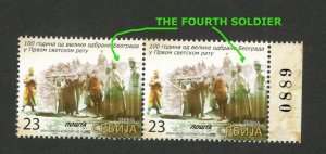 SERBIA-PAIR, The Great Defence  Belgrade-PLATE TYPICAL ERROR-FOURTH SOLDIER-2015