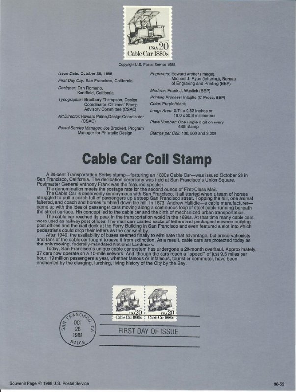 US SP776 Cable Car Souvenir Page #2263