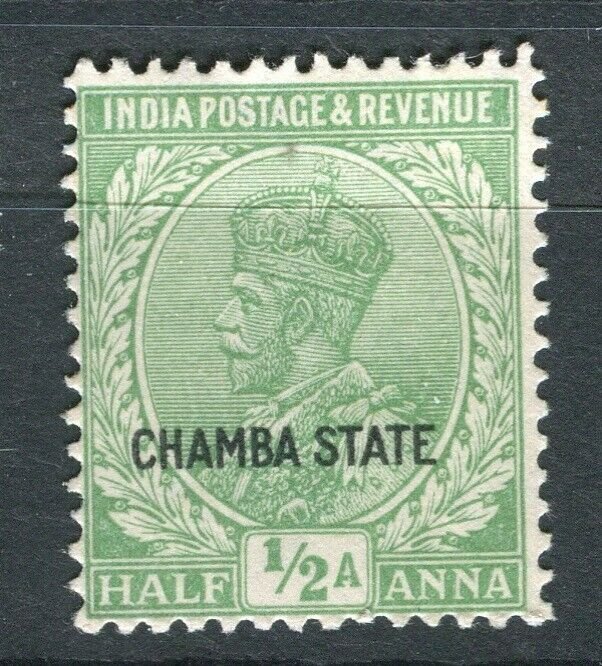 INDIA CHAMBA; 1927-37 early GV issue Mint hinged Shade of 1/2a. value