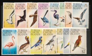 TURKS & CAICOS 265-279 MINT HINGED F-VF BIRDS