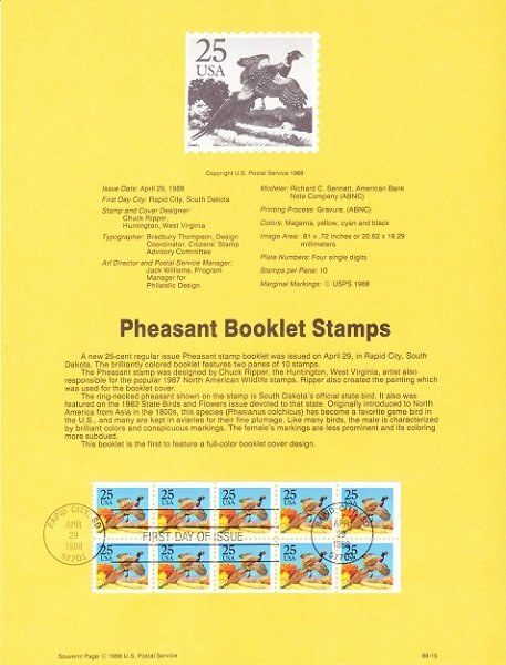 US SP790 Pheasant Souvenir Page #2283a