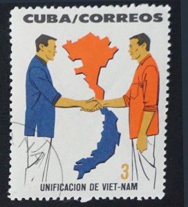 Cuba Sc# 847  VIET NAM CONFLICT War Ho Chi Minh 3c  HAND SHAKE 1964 Used / cto