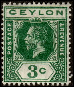 Ceylon 202 - Mint-H - 3c George V (wmk 3) (1912) (cv $5.25)