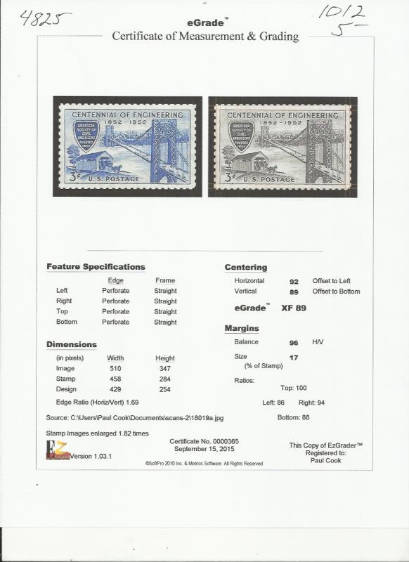 # 1012 MINT NEVER HINGED ENGINEERING CENTENNIAL XF+