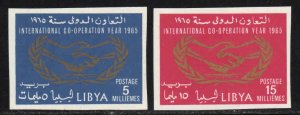 Libya #267-68 ~ Set of 2 ~ Imperf ~ Intl Co-op Year ~ Unused, LHM  (1965)
