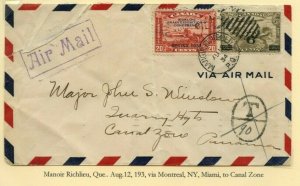 FAM 5 Scarce to CANAL ZONE short-paid T90 not charged postage due cover Canada