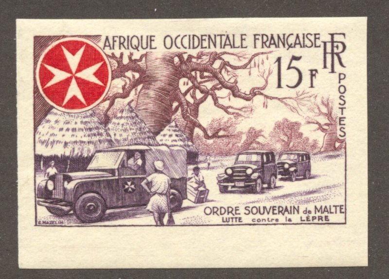 French West Africa Scott 74 (Y&T 63) Unused LHOG - 1957 Knights of Malta Issue