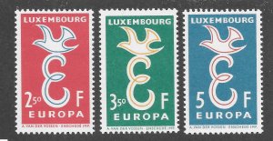 Luxembourg Scott 341-43 MNHOG - 1958 EUROPA Issue - SCV $1.30